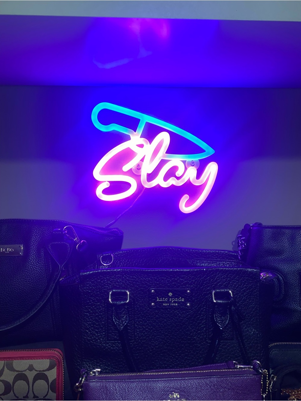 'Slay' Neon Wall Sign in Blue and Pink